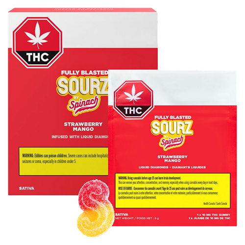 SOURZ by Spinach - Multipack of 10, Fully Blasted Strawberry Mango 1 x 10mg Soft Chews