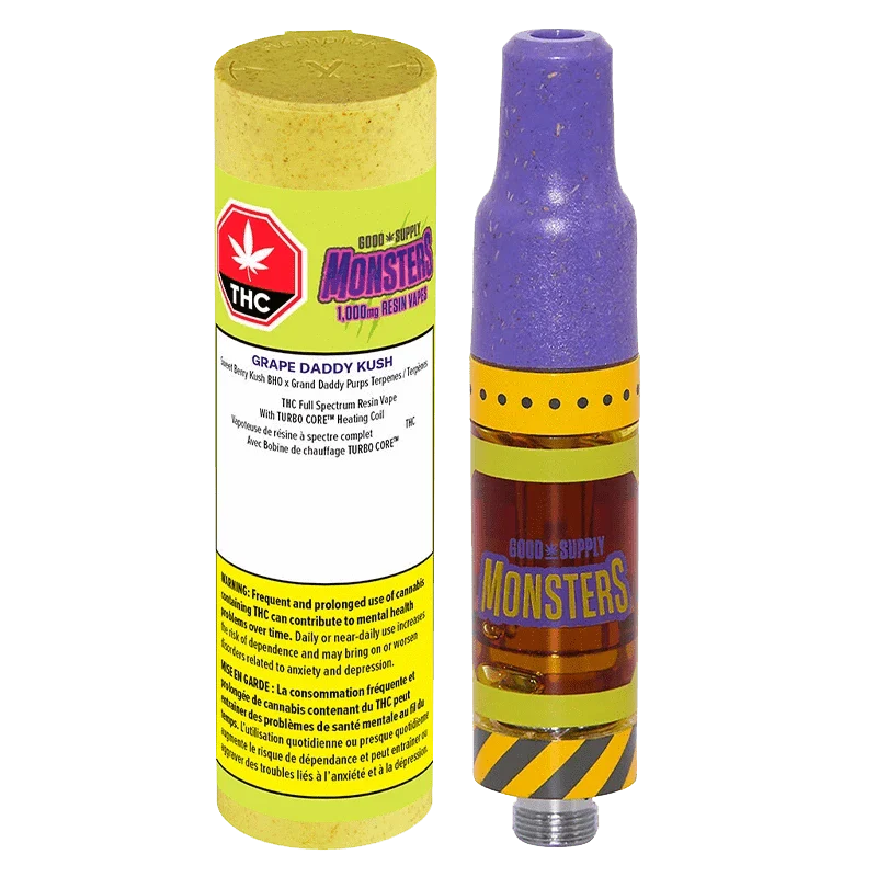 Good Supply Monsters - Good Supply Monsters Grape Daddy Kush Live Resin 1.5g Prefilled Vape Cartridge